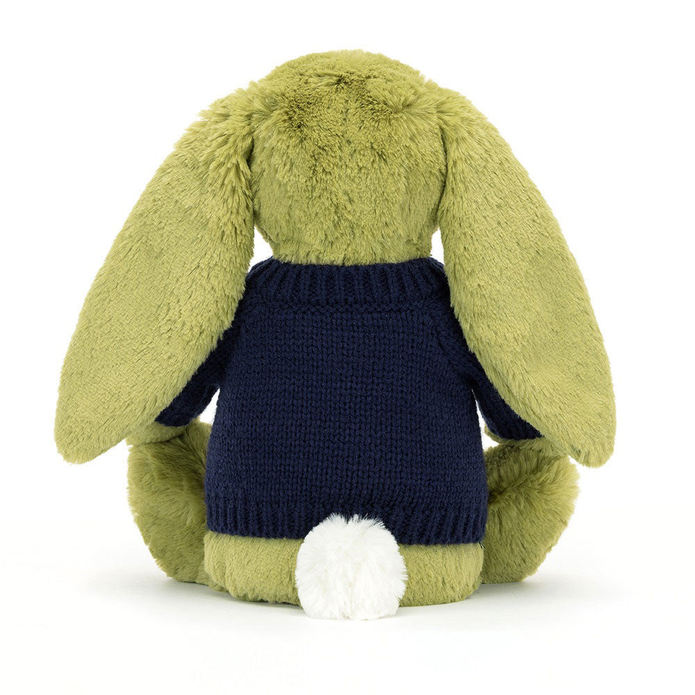 Bashful Moss Bunny with Personalised Navy Jumper