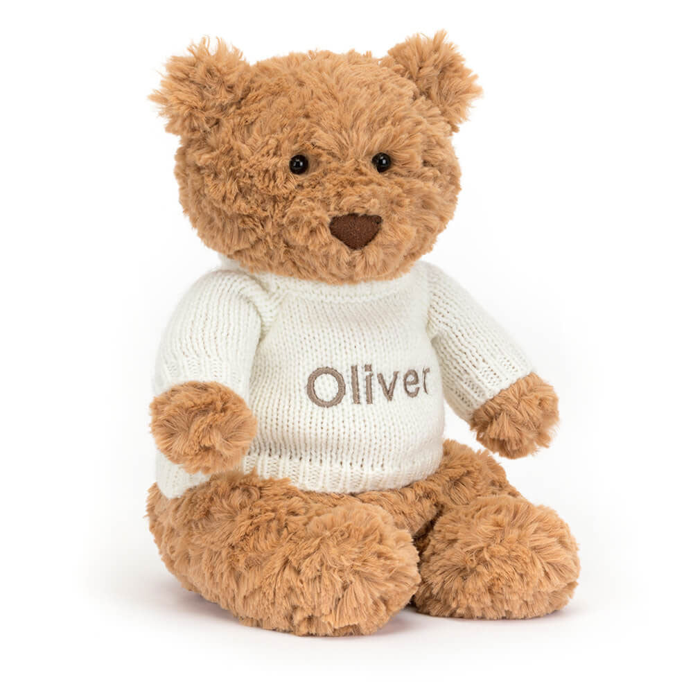 Bartholomew Bear with Personalised Cream Jumper