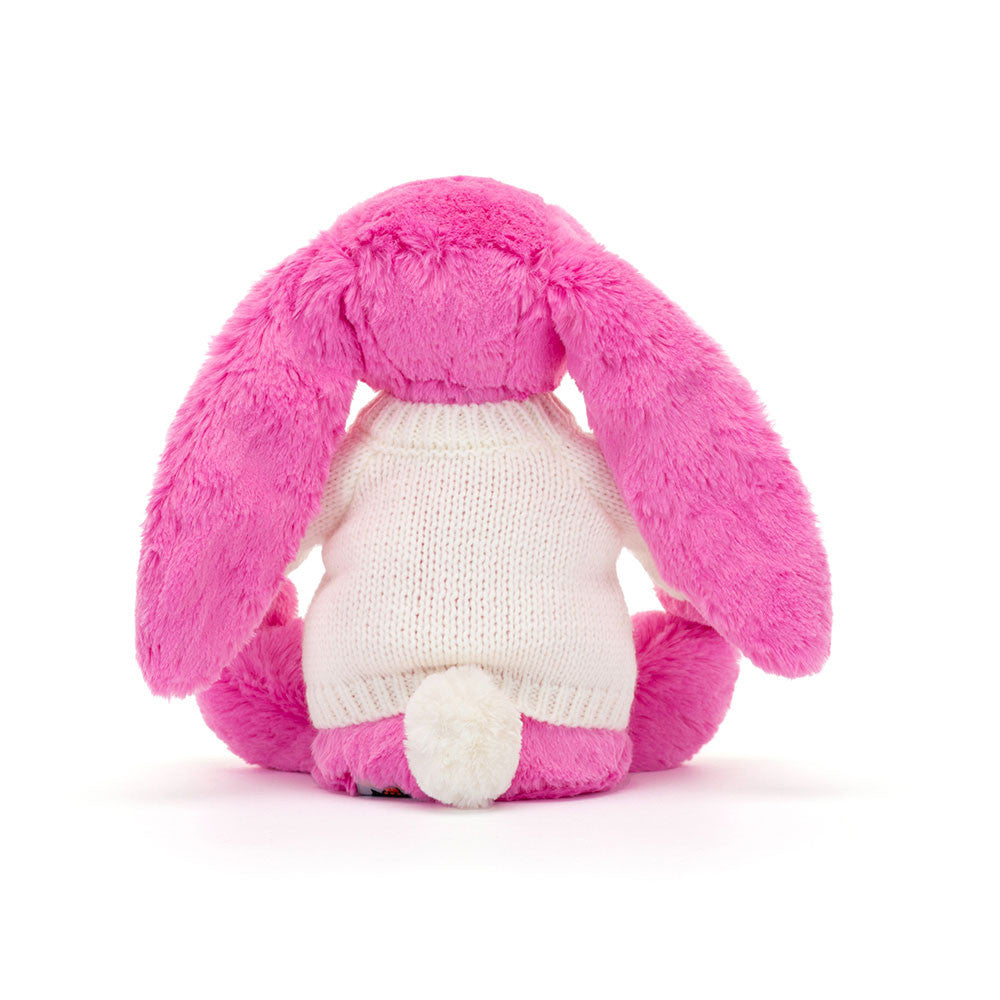 Bashful Hot Pink Bunny with Personalised Cream Jumper