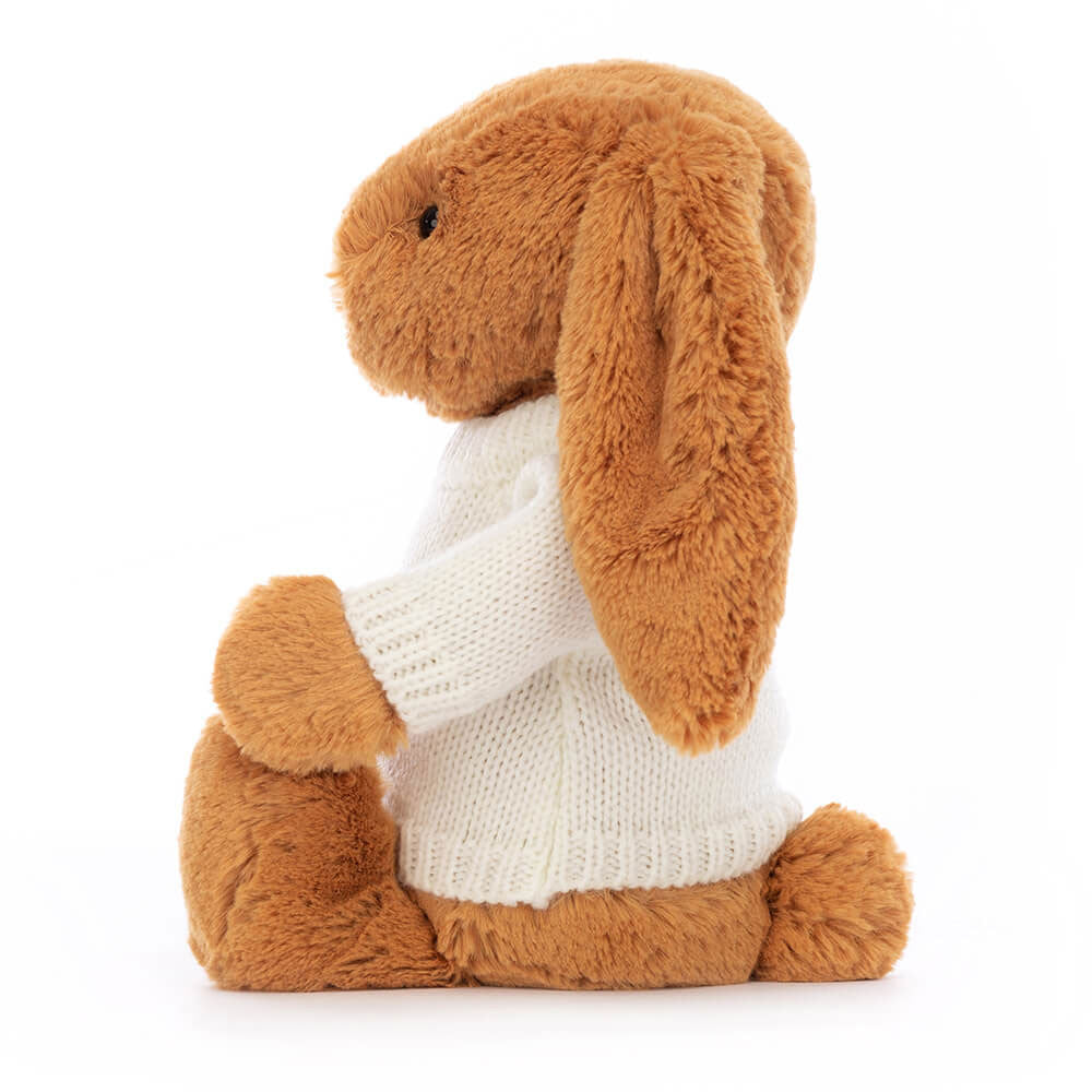 Bashful Golden Bunny with Personalised Cream Jumper