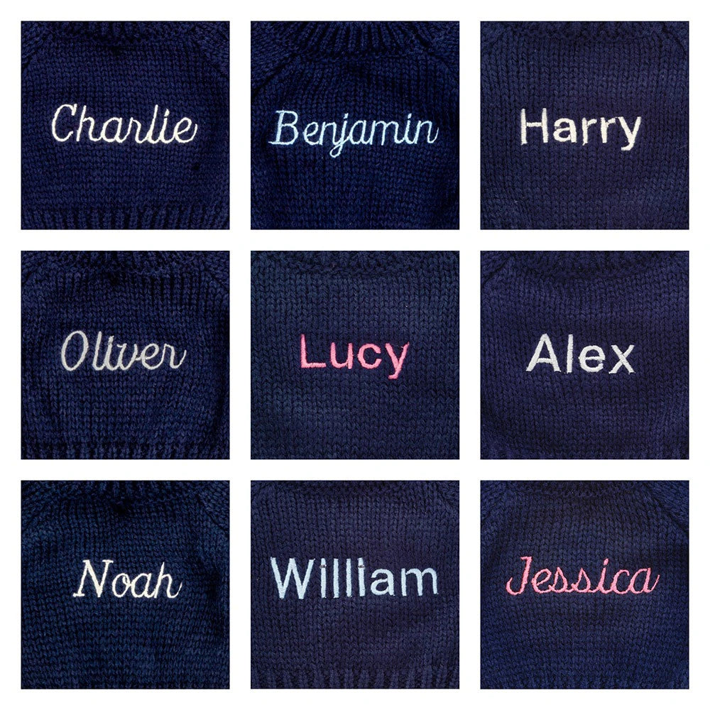 Bashful Silver Bunny with Personalised Navy Jumper