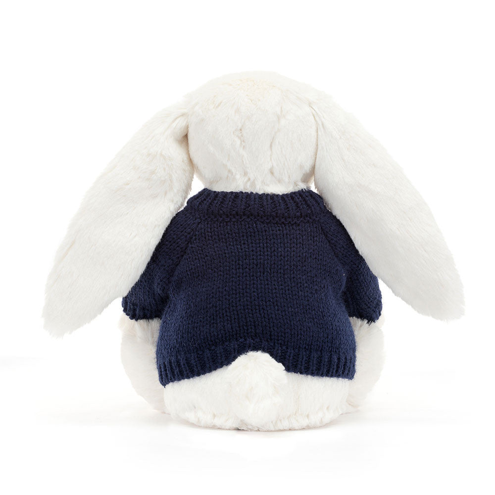 Blossom Cream Bunny with Personalised Navy Jumper