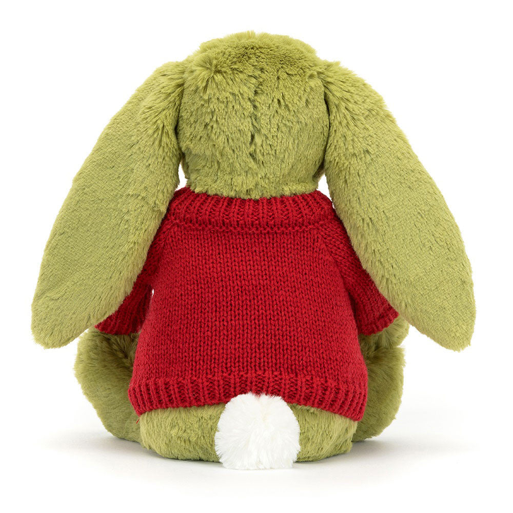Bashful Moss Bunny with Personalised Red Jumper